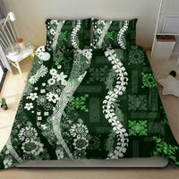 Hawaii Puakenikeni and Maile Lei Bedding Set Green Japanese Wave Style - Polynesian Pride