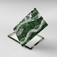 Hawaii Puakenikeni and Maile Lei Canvas Wall Art Green Japanese Wave Style - Polynesian Pride