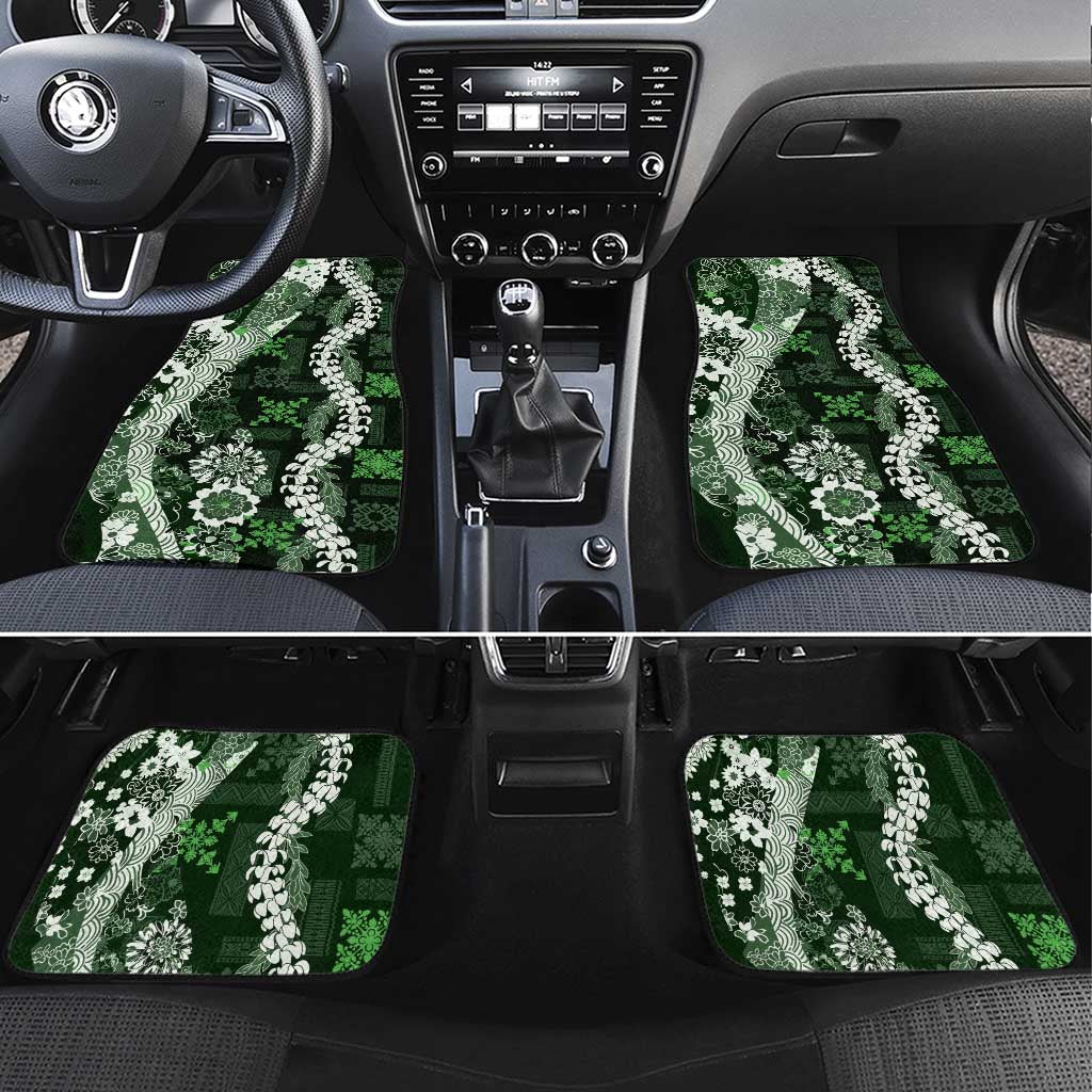 Hawaii Puakenikeni and Maile Lei Car Mats Green Japanese Wave Style - Polynesian Pride