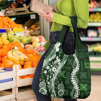 Hawaii Puakenikeni and Maile Lei Grocery Bag Green Japanese Wave Style - Polynesian Pride