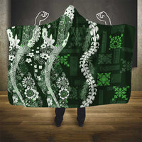 Hawaii Puakenikeni and Maile Lei Hooded Blanket Green Japanese Wave Style LT9 - Polynesian Pride