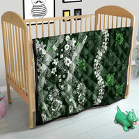 Hawaii Puakenikeni and Maile Lei Quilt Green Japanese Wave Style - Polynesian Pride