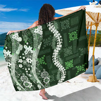 Hawaii Puakenikeni and Maile Lei Sarong Green Japanese Wave Style - Polynesian Pride