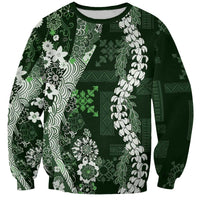 Hawaii Puakenikeni and Maile Lei Sweatshirt Green Japanese Wave Style LT9 Unisex Green - Polynesian Pride