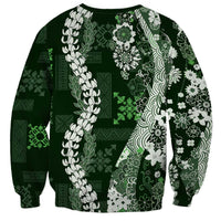 Hawaii Puakenikeni and Maile Lei Sweatshirt Green Japanese Wave Style LT9 - Polynesian Pride