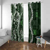 Hawaii Puakenikeni and Maile Lei Window Curtain Green Japanese Wave Style - Polynesian Pride
