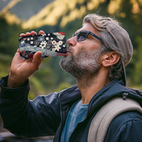Hawaii Puakenikeni and Maile Lei 4 in 1 Can Cooler Tumbler Navy Blue Japanese Wave Style - Polynesian Pride