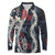 Hawaii Puakenikeni and Maile Lei Long Sleeve Polo Shirt Navy Blue Japanese Wave Style - Polynesian Pride