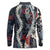 Hawaii Puakenikeni and Maile Lei Long Sleeve Polo Shirt Navy Blue Japanese Wave Style - Polynesian Pride