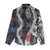 Hawaii Puakenikeni and Maile Lei Women Casual Shirt Navy Blue Japanese Wave Style - Polynesian Pride