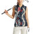 Hawaii Puakenikeni and Maile Lei Women Sleeveless Polo Shirt Navy Blue Japanese Wave Style - Polynesian Pride