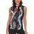 Hawaii Puakenikeni and Maile Lei Women Sleeveless Polo Shirt Navy Blue Japanese Wave Style - Polynesian Pride