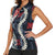Hawaii Puakenikeni and Maile Lei Women Sleeveless Polo Shirt Navy Blue Japanese Wave Style - Polynesian Pride