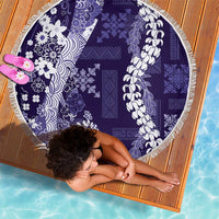 Hawaii Puakenikeni and Maile Lei Beach Blanket Purple Japanese Wave Style - Polynesian Pride