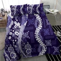 Hawaii Puakenikeni and Maile Lei Bedding Set Purple Japanese Wave Style - Polynesian Pride
