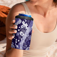 Hawaii Puakenikeni and Maile Lei 4 in 1 Can Cooler Tumbler Purple Japanese Wave Style - Polynesian Pride