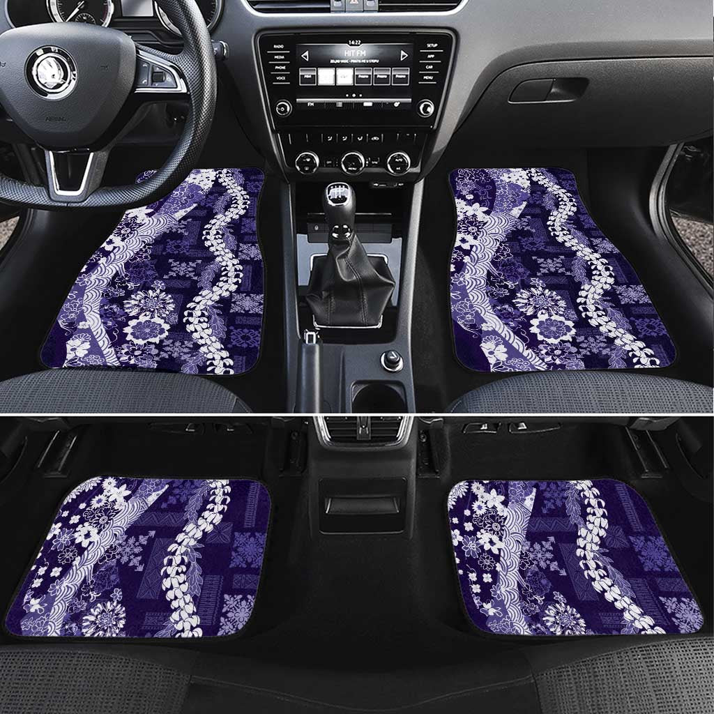 Hawaii Puakenikeni and Maile Lei Car Mats Purple Japanese Wave Style - Polynesian Pride