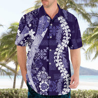 Hawaii Puakenikeni and Maile Lei Hawaiian Shirt Purple Japanese Wave Style - Polynesian Pride