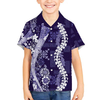 Hawaii Puakenikeni and Maile Lei Hawaiian Shirt Purple Japanese Wave Style - Polynesian Pride