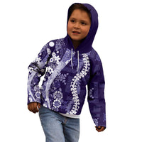 Hawaii Puakenikeni and Maile Lei Kid Hoodie Purple Japanese Wave Style LT9 - Polynesian Pride
