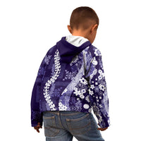Hawaii Puakenikeni and Maile Lei Kid Hoodie Purple Japanese Wave Style LT9 - Polynesian Pride