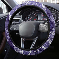 Hawaii Puakenikeni and Maile Lei Steering Wheel Cover Purple Japanese Wave Style - Polynesian Pride