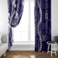 Hawaii Puakenikeni and Maile Lei Window Curtain Purple Japanese Wave Style - Polynesian Pride