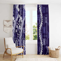 Hawaii Puakenikeni and Maile Lei Window Curtain Purple Japanese Wave Style - Polynesian Pride