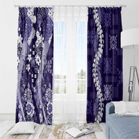 Hawaii Puakenikeni and Maile Lei Window Curtain Purple Japanese Wave Style - Polynesian Pride