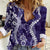 Hawaii Puakenikeni and Maile Lei Women Casual Shirt Purple Japanese Wave Style - Polynesian Pride
