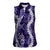 Hawaii Puakenikeni and Maile Lei Women Sleeveless Polo Shirt Purple Japanese Wave Style - Polynesian Pride