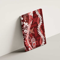 Hawaii Puakenikeni and Maile Lei Canvas Wall Art Red Japanese Wave Style - Polynesian Pride