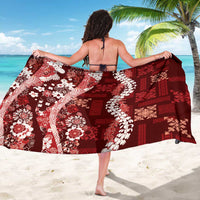 Hawaii Puakenikeni and Maile Lei Sarong Red Japanese Wave Style LT9 - Polynesian Pride