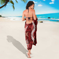 Hawaii Puakenikeni and Maile Lei Sarong Red Japanese Wave Style LT9 - Polynesian Pride
