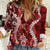 Hawaii Puakenikeni and Maile Lei Women Casual Shirt Red Japanese Wave Style - Polynesian Pride