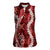 Hawaii Puakenikeni and Maile Lei Women Sleeveless Polo Shirt Red Japanese Wave Style - Polynesian Pride