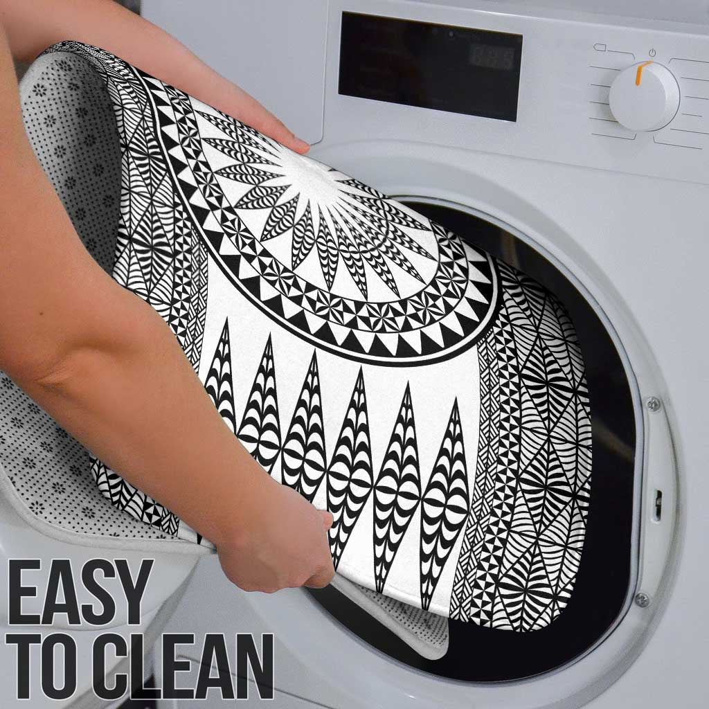 All White Tonga Malo e lelei Bathroom Set Vintage Ngatu Tribal Pattern - Polynesian Pride