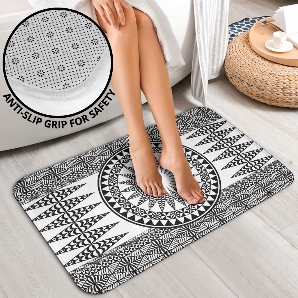 All White Tonga Malo e lelei Bathroom Set Vintage Ngatu Tribal Pattern - Polynesian Pride