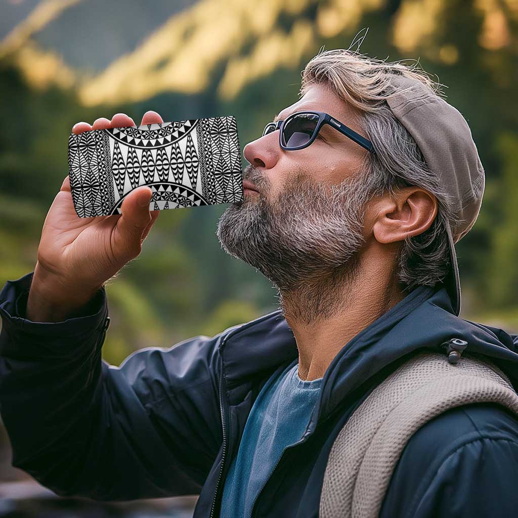 All White Tonga Malo e lelei 4 in 1 Can Cooler Tumbler Vintage Ngatu Tribal Pattern - Polynesian Pride