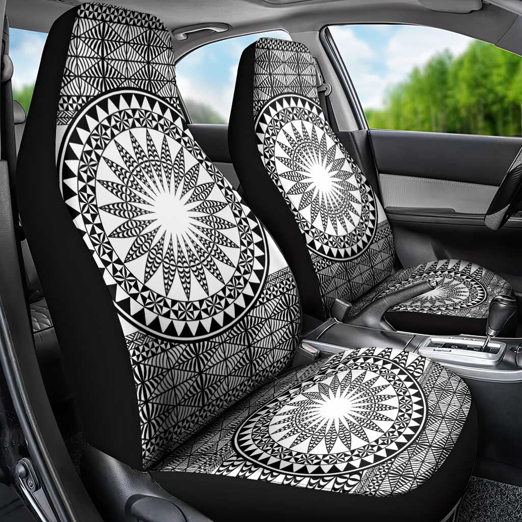 All White Tonga Malo e lelei Car Seat Cover Vintage Ngatu Tribal Pattern - Polynesian Pride
