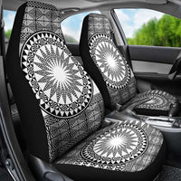 All White Tonga Malo e lelei Car Seat Cover Vintage Ngatu Tribal Pattern - Polynesian Pride