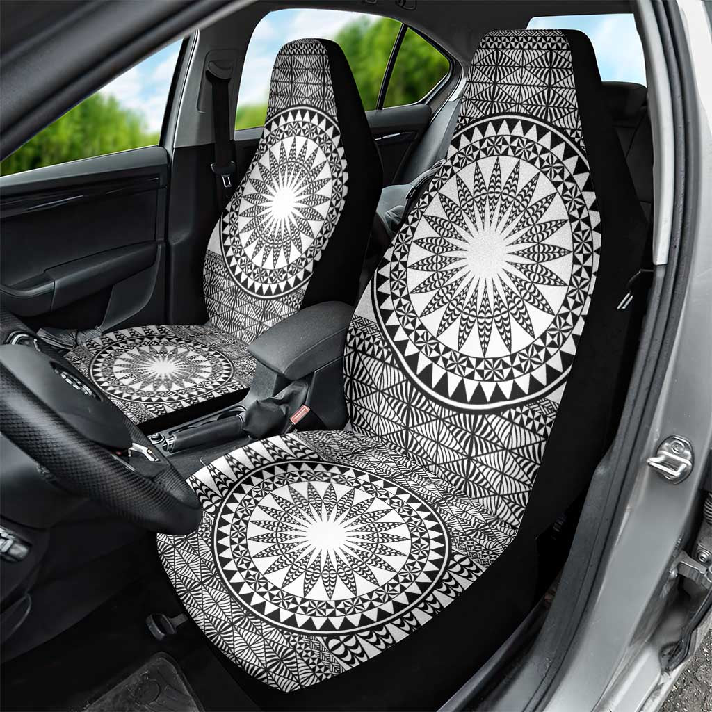All White Tonga Malo e lelei Car Seat Cover Vintage Ngatu Tribal Pattern - Polynesian Pride