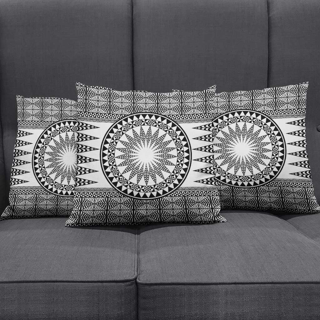 All White Tonga Malo e lelei Pillow Cover Vintage Ngatu Tribal Pattern - Polynesian Pride
