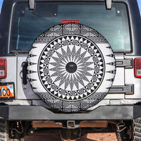 All White Tonga Malo e lelei Spare Tire Cover Vintage Ngatu Tribal Pattern - Polynesian Pride