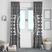 All White Tonga Malo e lelei Window Curtain Vintage Ngatu Tribal Pattern - Polynesian Pride