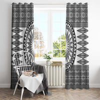 All White Tonga Malo e lelei Window Curtain Vintage Ngatu Tribal Pattern - Polynesian Pride