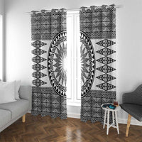 All White Tonga Malo e lelei Window Curtain Vintage Ngatu Tribal Pattern - Polynesian Pride