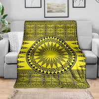 All Yellow Tonga Malo e lelei Blanket Vintage Ngatu Tribal Pattern - Polynesian Pride