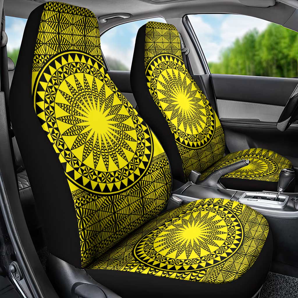All Yellow Tonga Malo e lelei Car Seat Cover Vintage Ngatu Tribal Pattern - Polynesian Pride