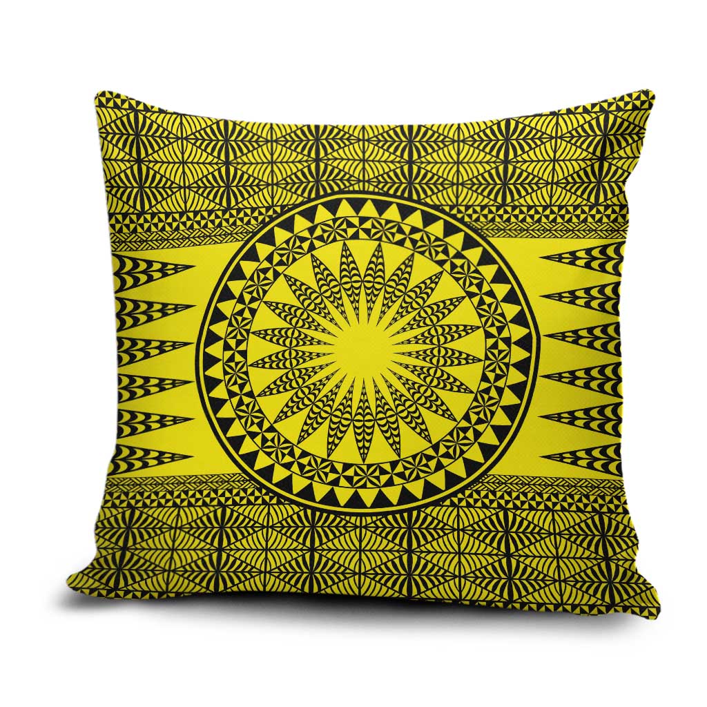 All Yellow Tonga Malo e lelei Pillow Cover Vintage Ngatu Tribal Pattern - Polynesian Pride